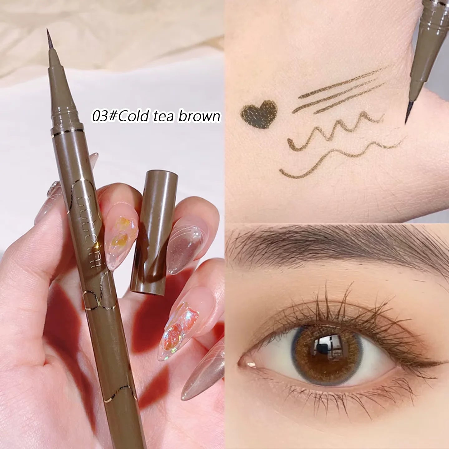 0.05mm slim eyeliner is smooth and durable, slim, quick-drying, long-lasting eyeliner, 4 colors, waterproof, non-smudging