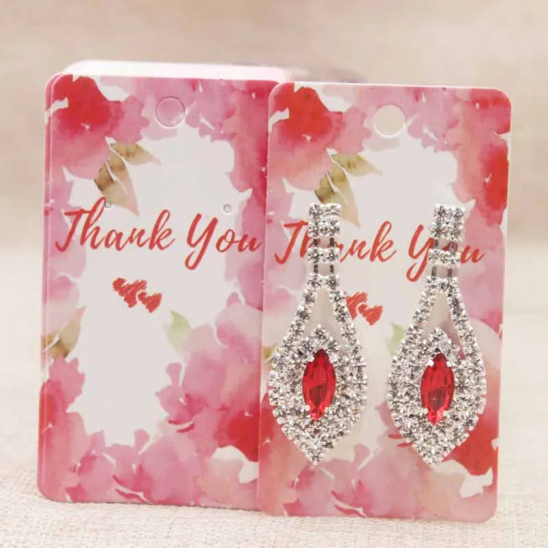 100pc/lot paper Dreamcatcher wishes jewelry package tag card Diy Thank you/ Love earring card White/brown marbel earring card