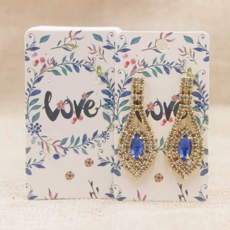 100pc/lot paper Dreamcatcher wishes jewelry package tag card Diy Thank you/ Love earring card White/brown marbel earring card