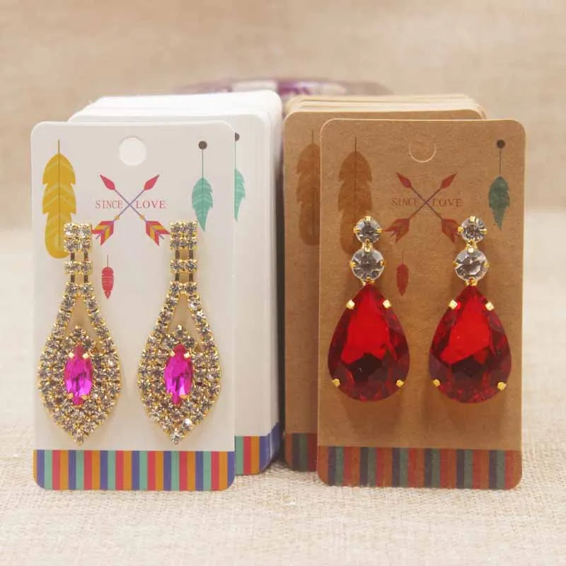 100pc/lot paper Dreamcatcher wishes jewelry package tag card Diy Thank you/ Love earring card White/brown marbel earring card