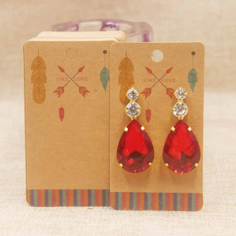 100pc/lot paper Dreamcatcher wishes jewelry package tag card Diy Thank you/ Love earring card White/brown marbel earring card