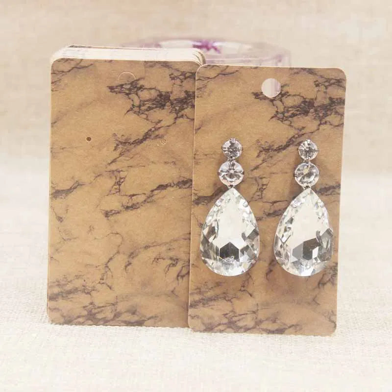 100pc/lot paper Dreamcatcher wishes jewelry package tag card Diy Thank you/ Love earring card White/brown marbel earring card