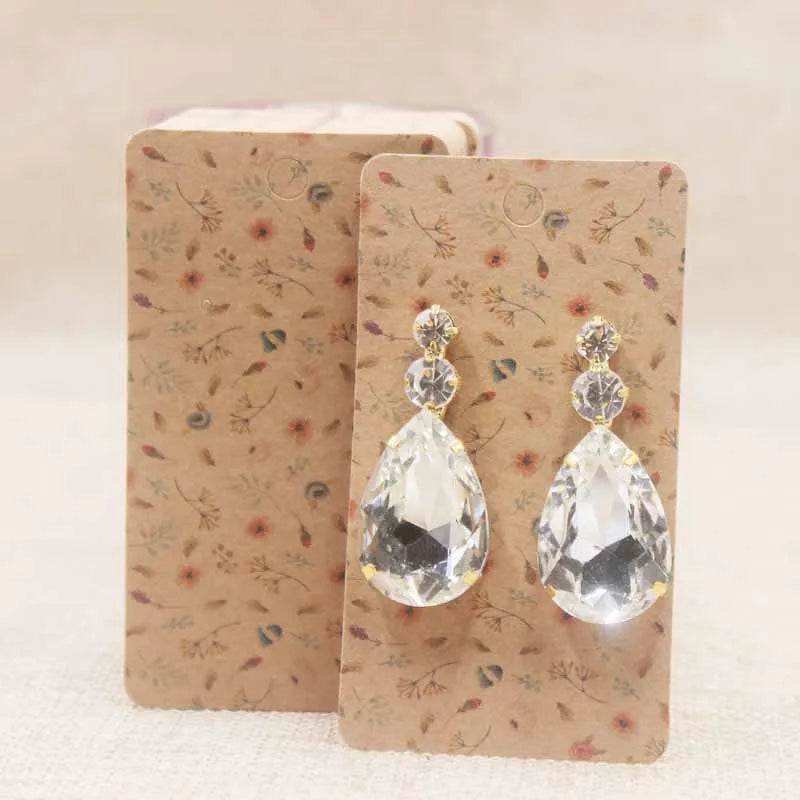 100pc/lot paper Dreamcatcher wishes jewelry package tag card Diy Thank you/ Love earring card White/brown marbel earring card