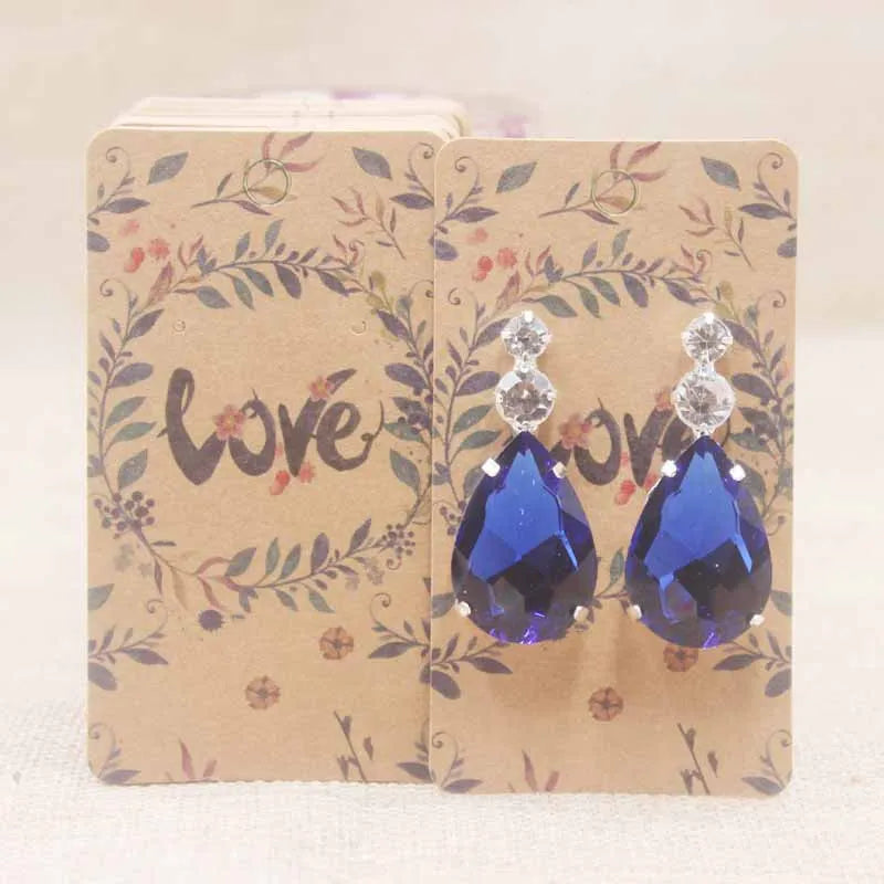 100pc/lot paper Dreamcatcher wishes jewelry package tag card Diy Thank you/ Love earring card White/brown marbel earring card