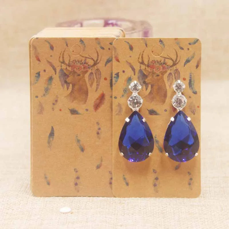 100pc/lot paper Dreamcatcher wishes jewelry package tag card Diy Thank you/ Love earring card White/brown marbel earring card