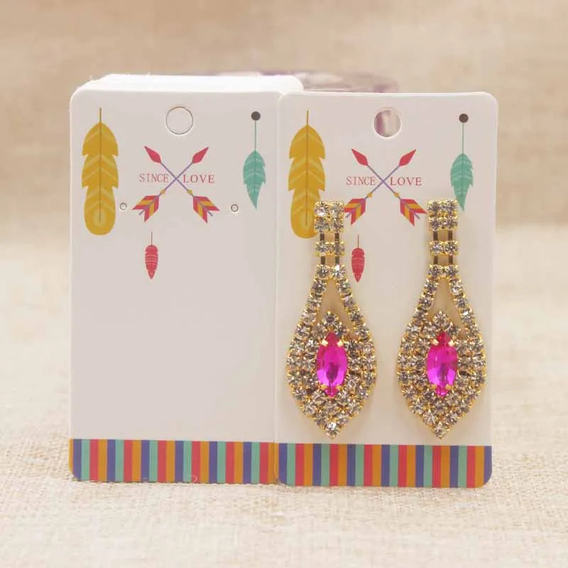 100pc/lot paper Dreamcatcher wishes jewelry package tag card Diy Thank you/ Love earring card White/brown marbel earring card