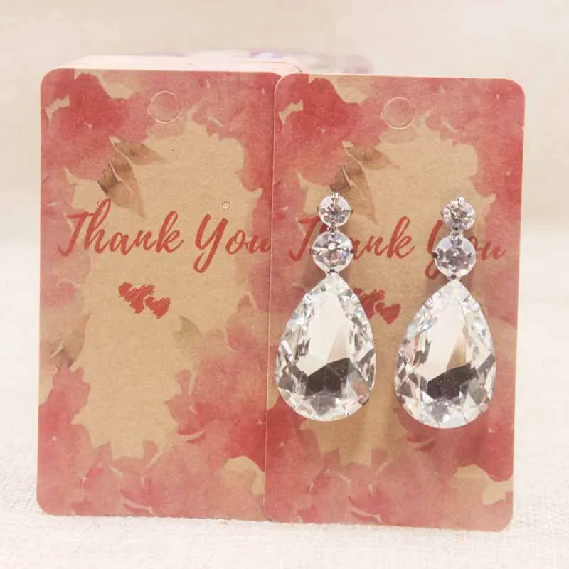 100pc/lot paper Dreamcatcher wishes jewelry package tag card Diy Thank you/ Love earring card White/brown marbel earring card