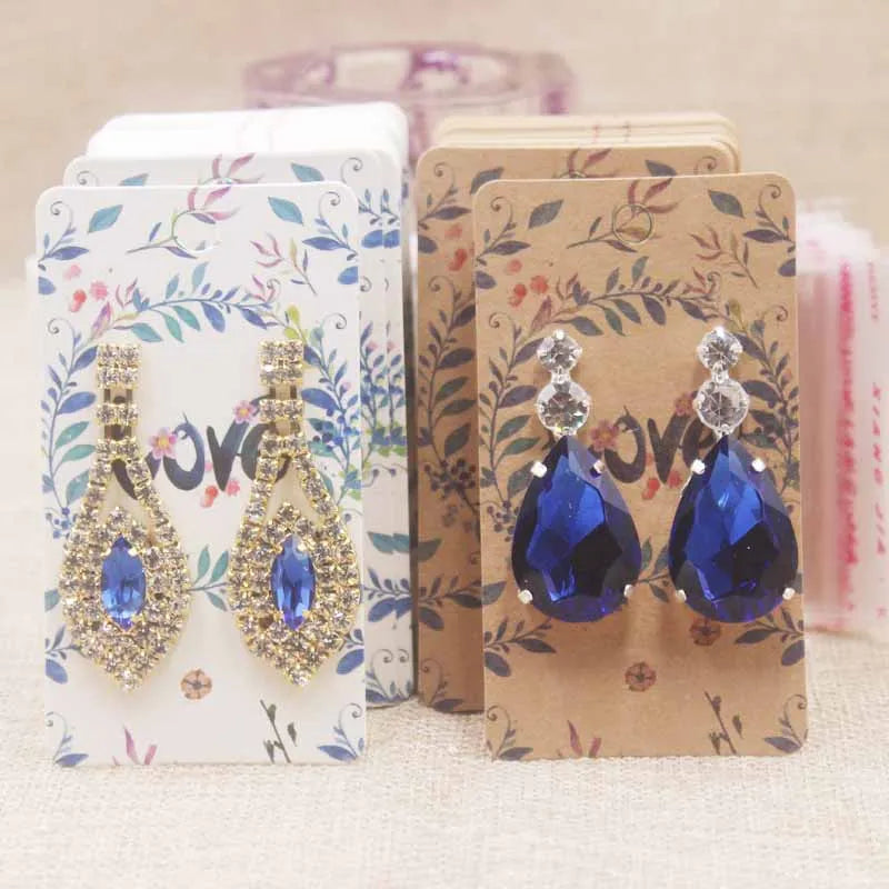 100pc/lot paper Dreamcatcher wishes jewelry package tag card Diy Thank you/ Love earring card White/brown marbel earring card