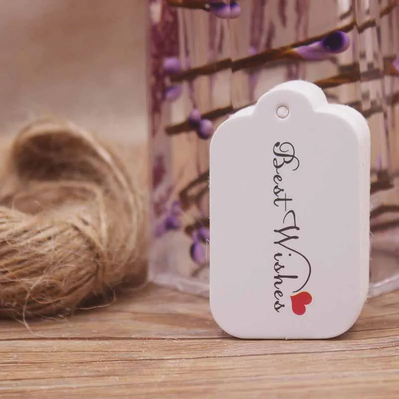 1.18x1.96"100pcs Kraft Gift Tags with 20m Rope Thank You Paper tags for Gift New Year Halloween Christmas Label Party Decoration