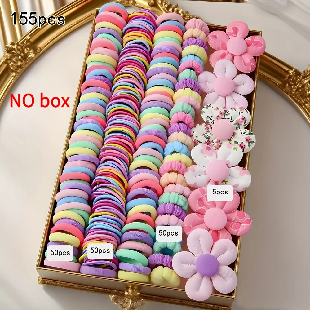 155 pieces of adorable flower hair accessory set | Colorful small hair ties for Christmas hair accessories