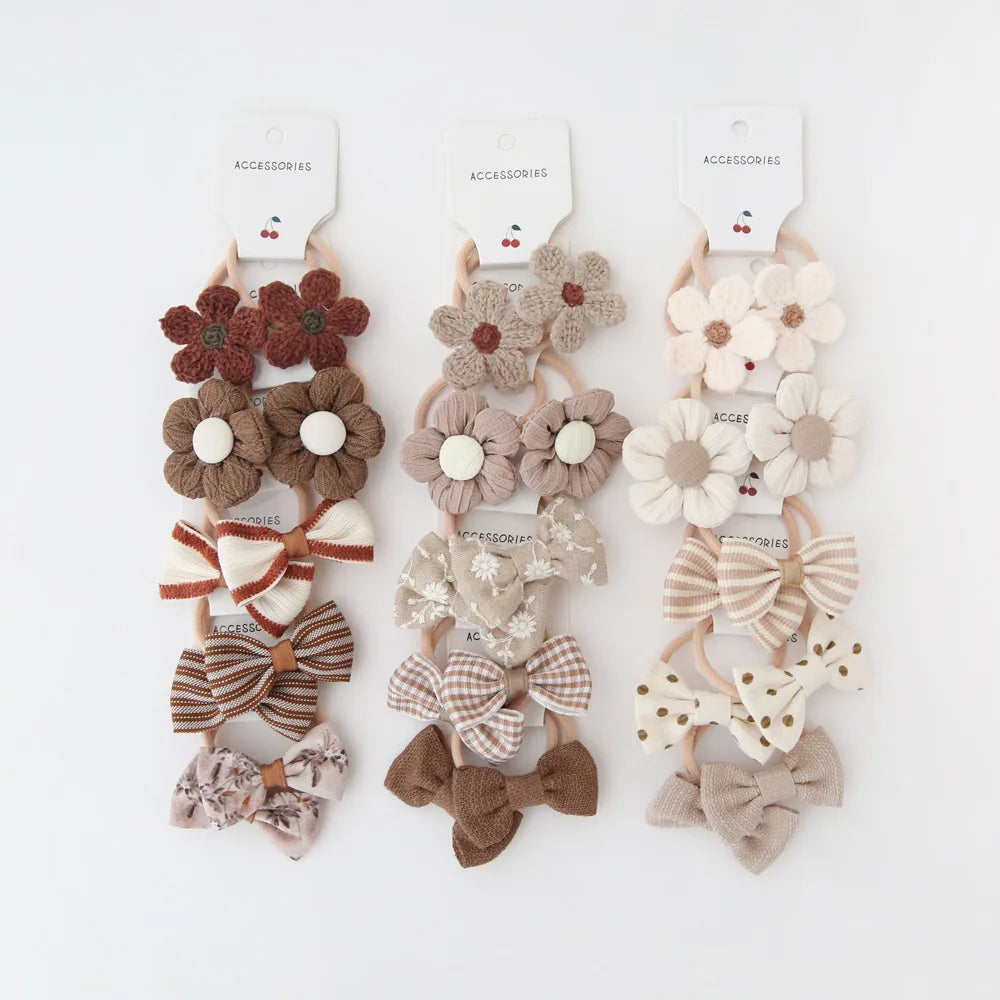 10pcs  Children's Headwear Hair Accessories for girls, Elastic Hair Bow for baby, Cute Hair ties, Lovely Hair Rope