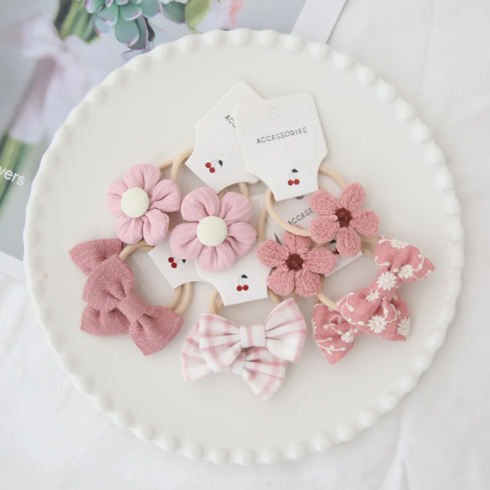 10pcs  Children's Headwear Hair Accessories for girls, Elastic Hair Bow for baby, Cute Hair ties, Lovely Hair Rope