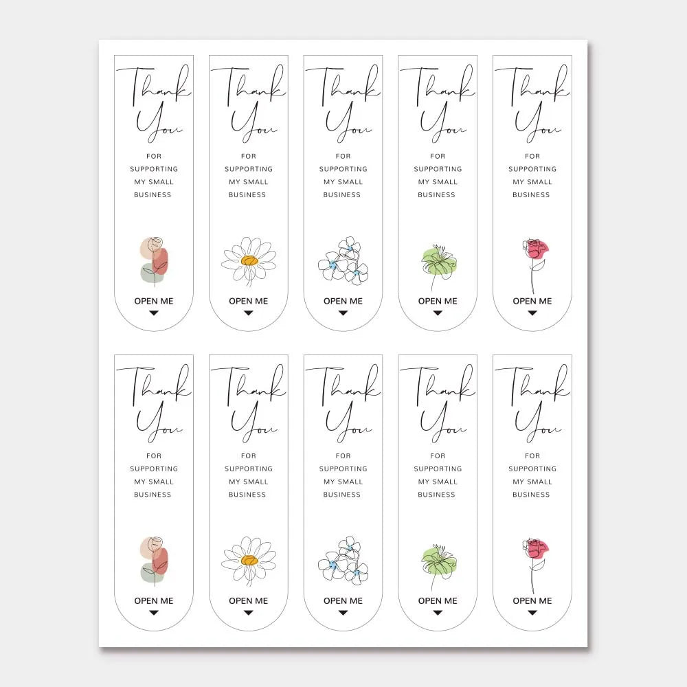 100pcs/Pack Cute Expression Rectangular Sticker Gift Box Stickers Thank You for Your Order Seal Stickers for Business