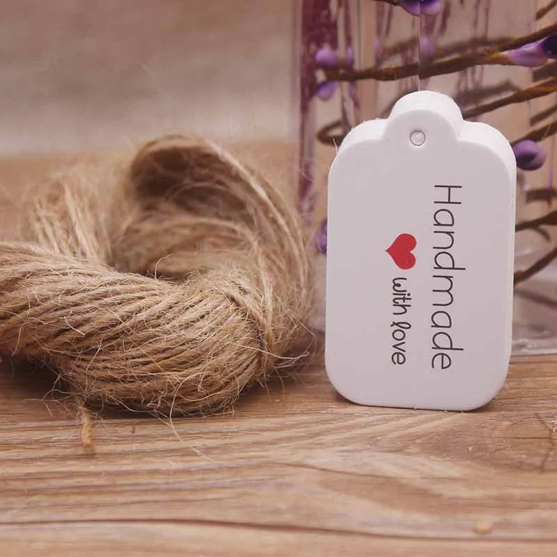 1.18x1.96"100pcs Kraft Gift Tags with 20m Rope Thank You Paper tags for Gift New Year Halloween Christmas Label Party Decoration