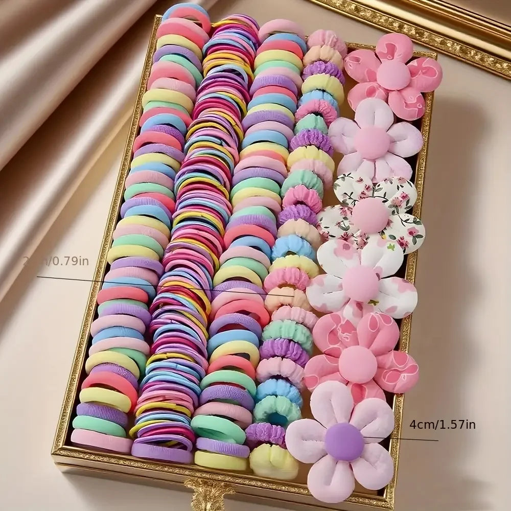 155 pieces of adorable flower hair accessory set | Colorful small hair ties for Christmas hair accessories