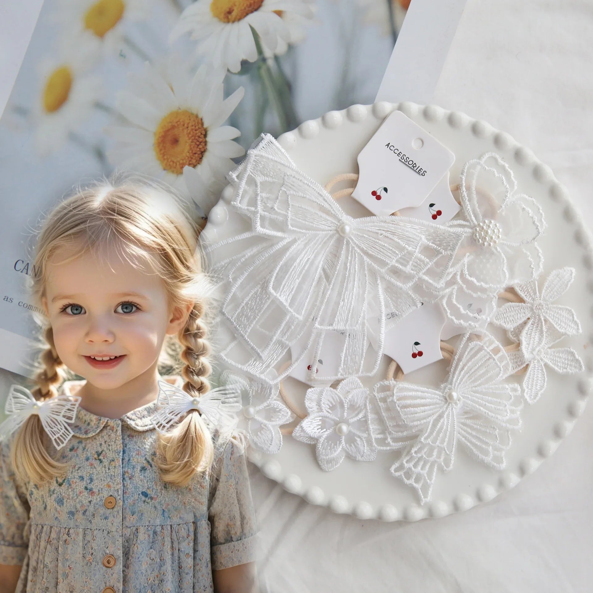 10pcs  Children's Headwear Hair Accessories for girls, Elastic Hair Bow for baby, Cute Hair ties, Lovely Hair Rope