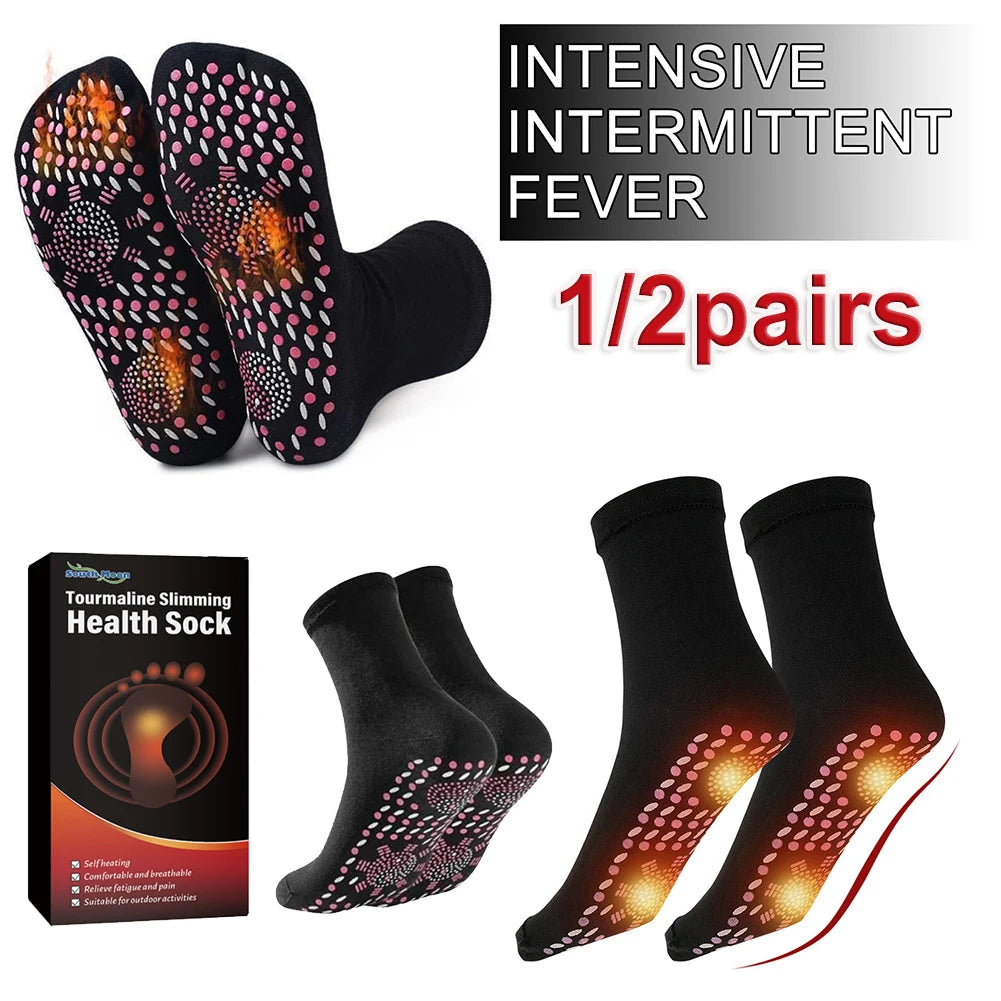 1/2pair Heated Socks, Self Heating Socks for Men Women,Massage Anti-Freezing for Fishing Camping Hiking Skiing and Foot Warmer