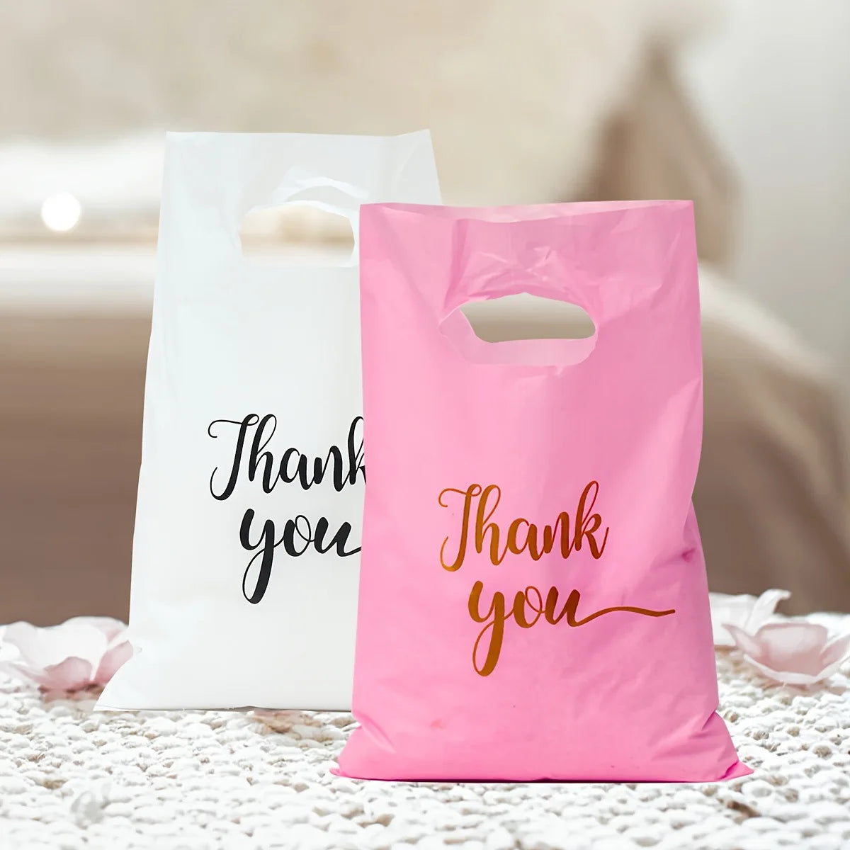 10/50/100Pcs Thank You Gift Bags Plastic Wedding Birthday Party Treat Bags Favors Small Business Shopping Candy Cookie Packaging