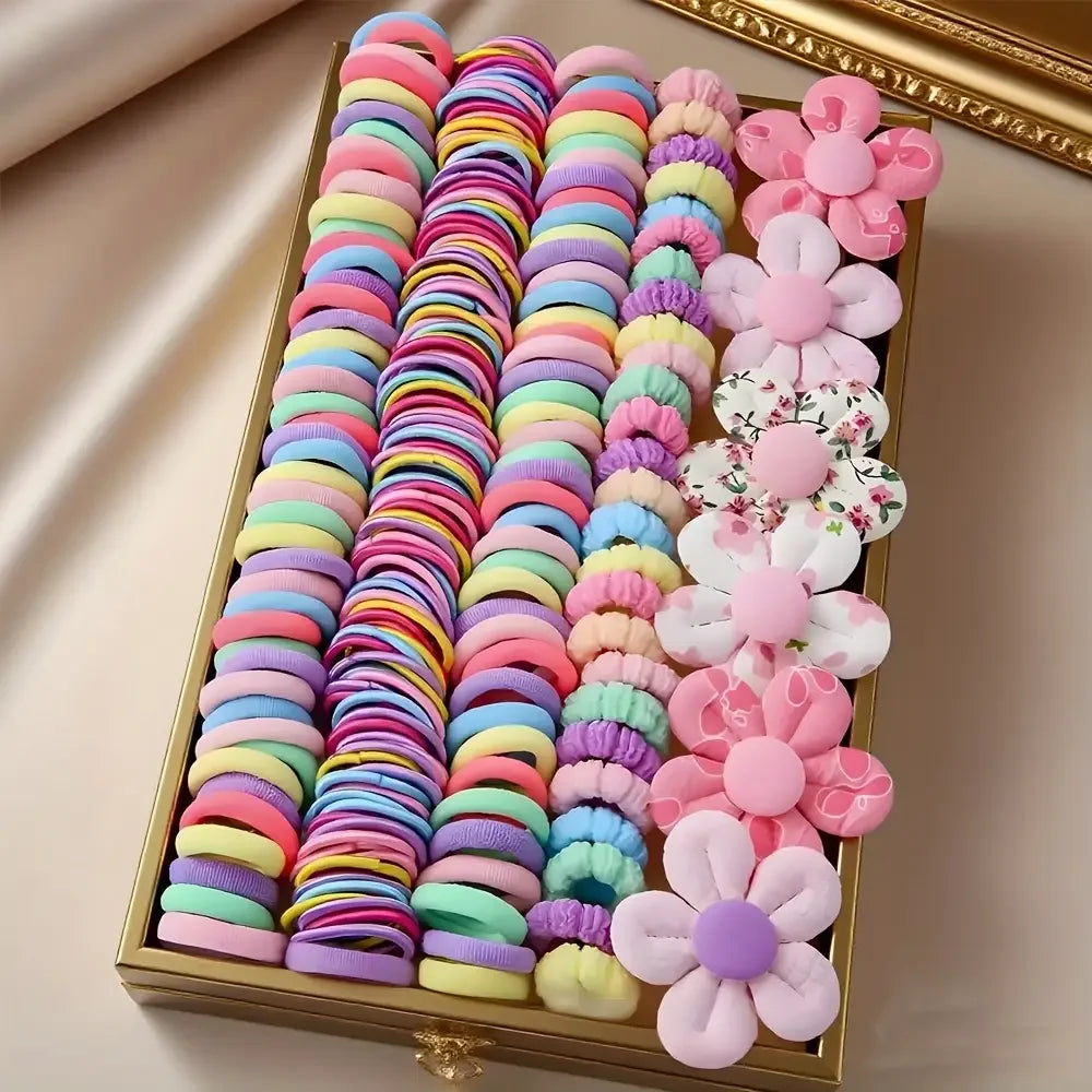 155 pieces of adorable flower hair accessory set | Colorful small hair ties for Christmas hair accessories