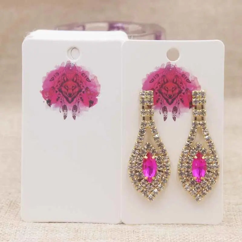 100pc/lot paper Dreamcatcher wishes jewelry package tag card Diy Thank you/ Love earring card White/brown marbel earring card