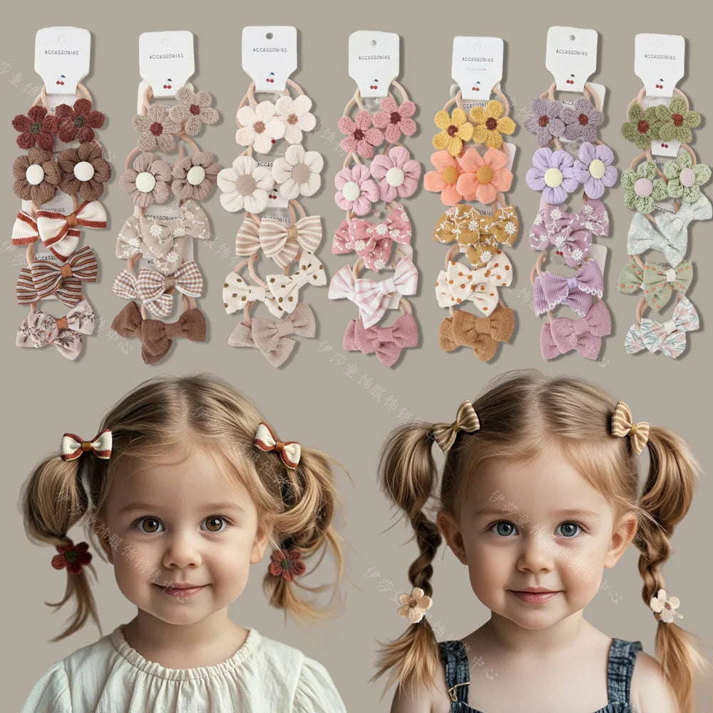 10pcs  Children's Headwear Hair Accessories for girls, Elastic Hair Bow for baby, Cute Hair ties, Lovely Hair Rope