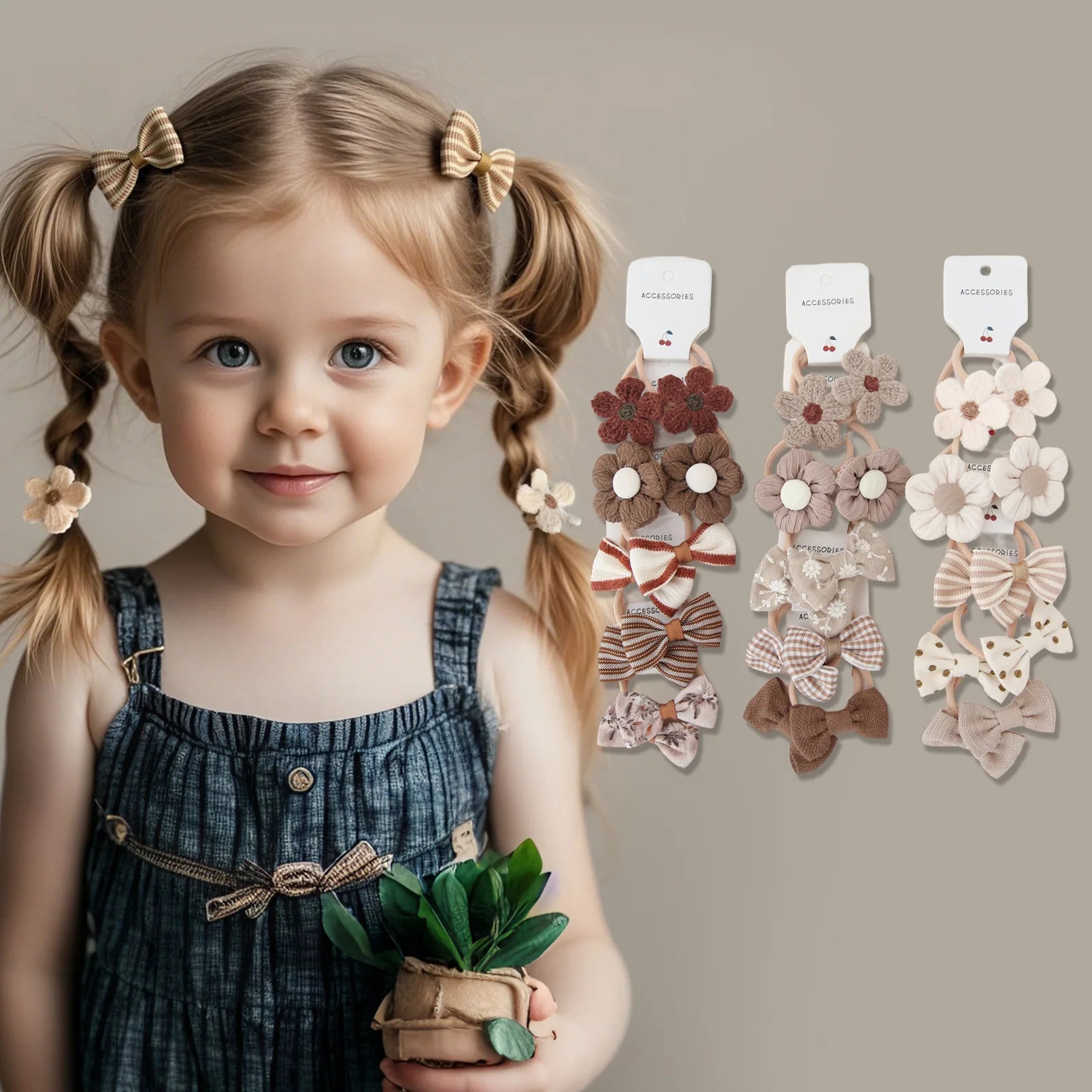 10pcs  Children's Headwear Hair Accessories for girls, Elastic Hair Bow for baby, Cute Hair ties, Lovely Hair Rope