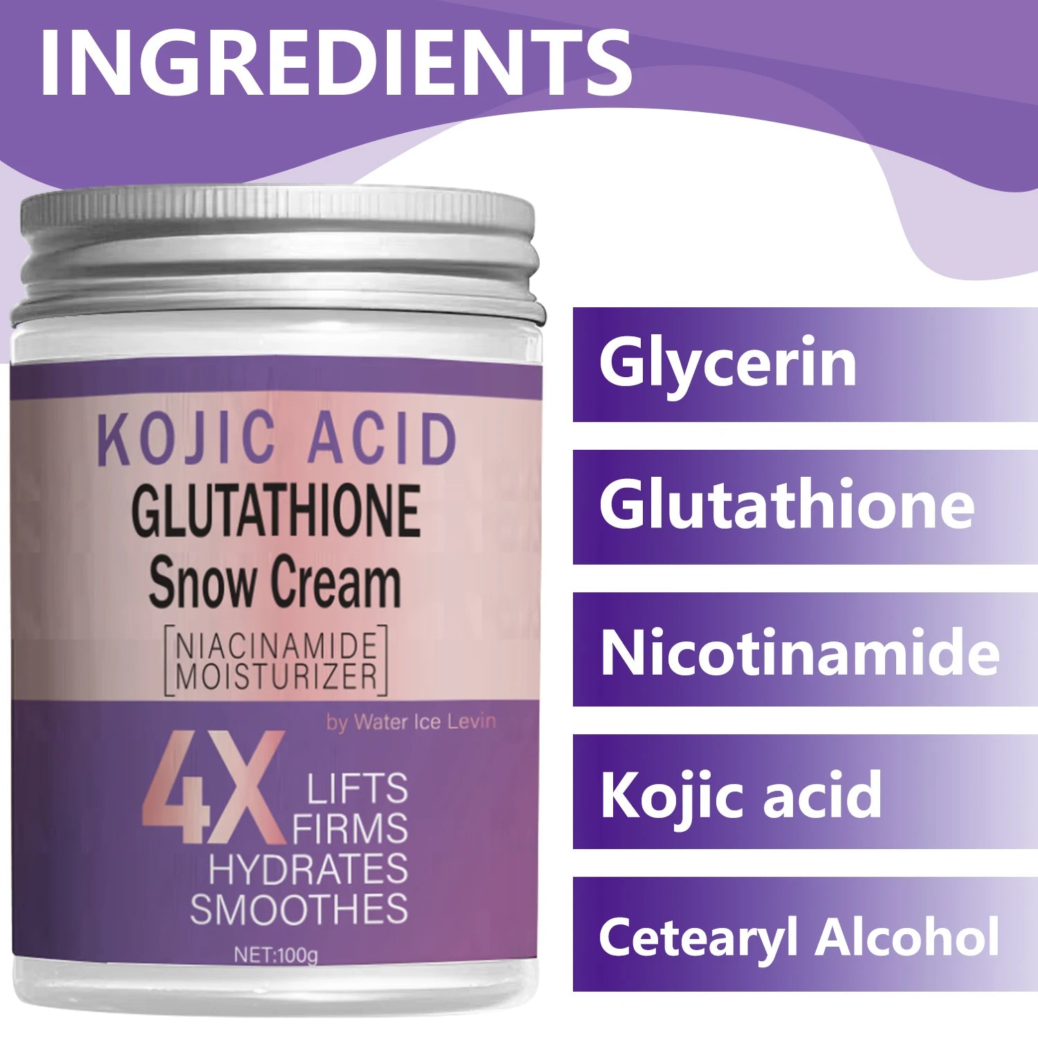 100g Glutathione Snow Cream Light Beige Care Body Lotion, Moisturizing and Firming Facial and Whole Body Use, Neutral Daily Light Skin Special Firming Cream