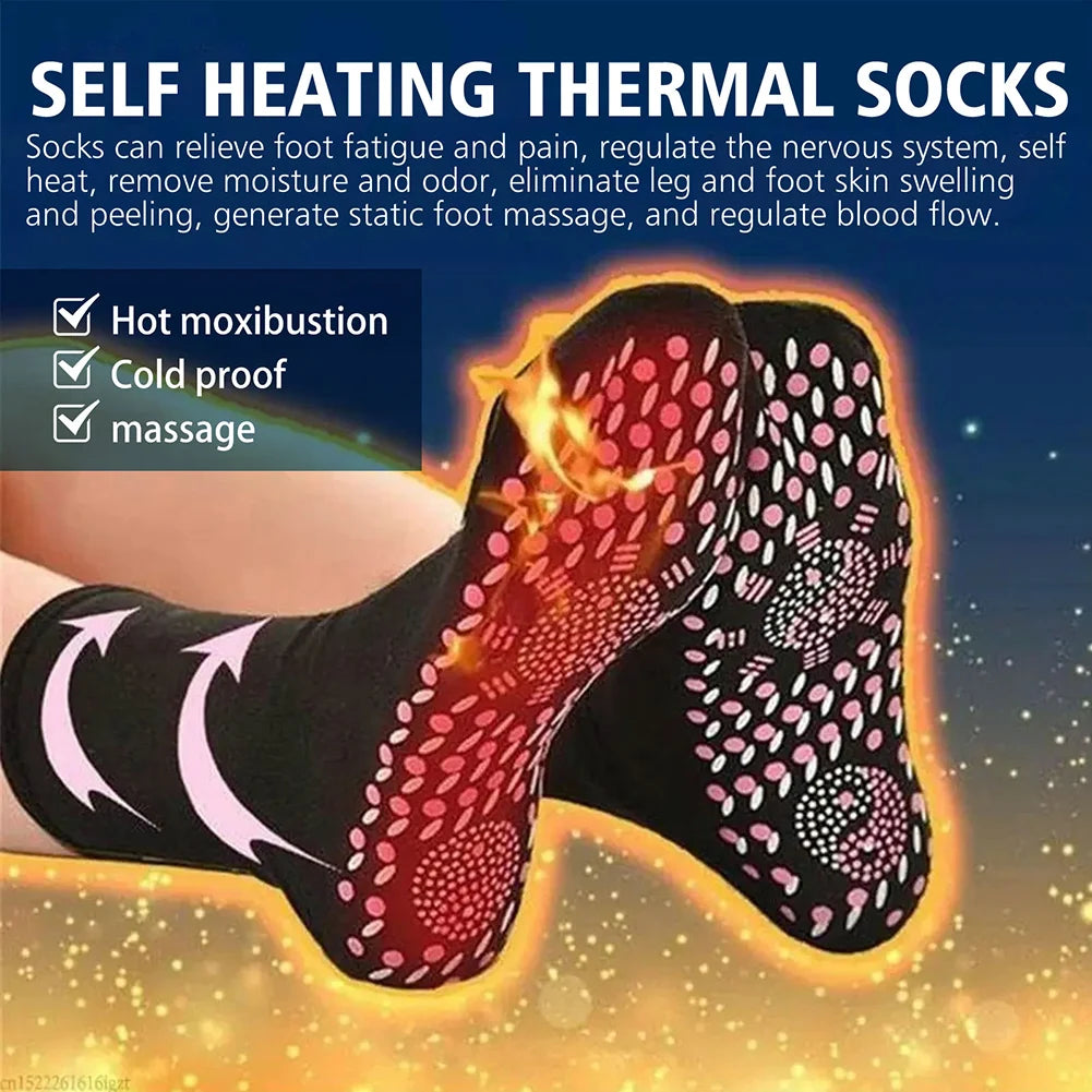 1/2pair Heated Socks, Self Heating Socks for Men Women,Massage Anti-Freezing for Fishing Camping Hiking Skiing and Foot Warmer