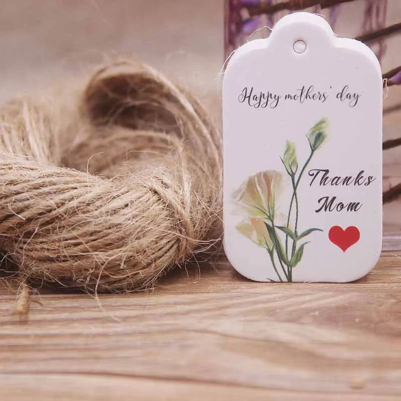 1.18x1.96"100pcs Kraft Gift Tags with 20m Rope Thank You Paper tags for Gift New Year Halloween Christmas Label Party Decoration