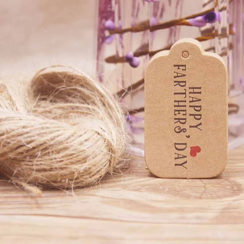 1.18x1.96"100pcs Kraft Gift Tags with 20m Rope Thank You Paper tags for Gift New Year Halloween Christmas Label Party Decoration