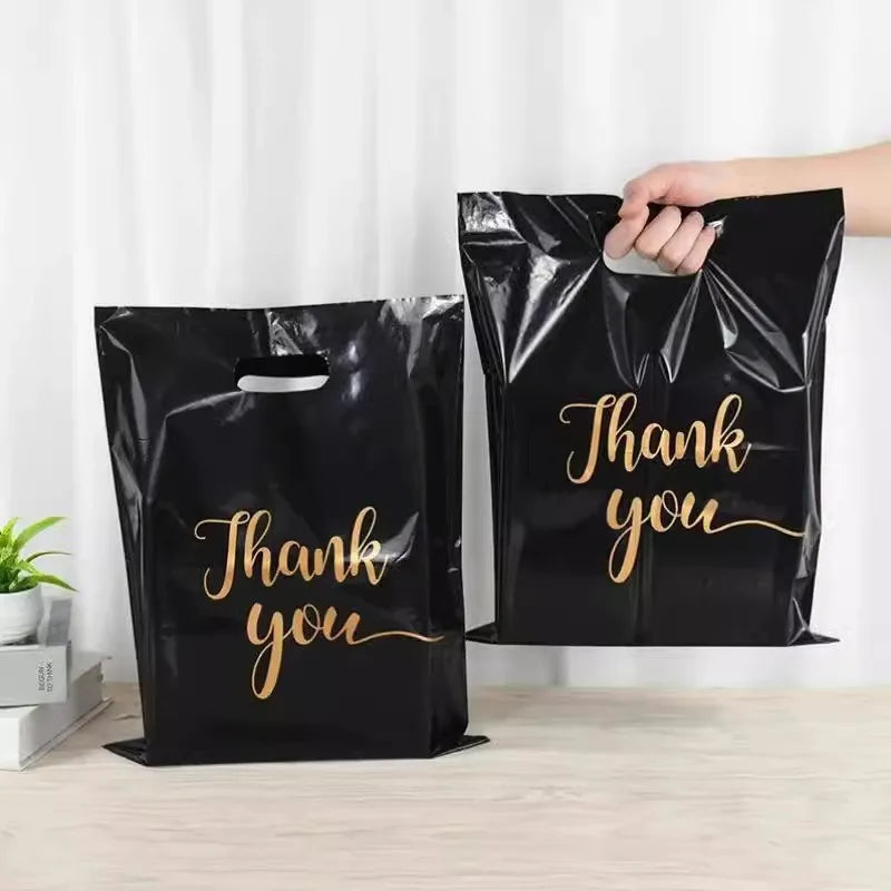 10/50/100Pcs Thank You Gift Bags Plastic Wedding Birthday Party Treat Bags Favors Small Business Shopping Candy Cookie Packaging