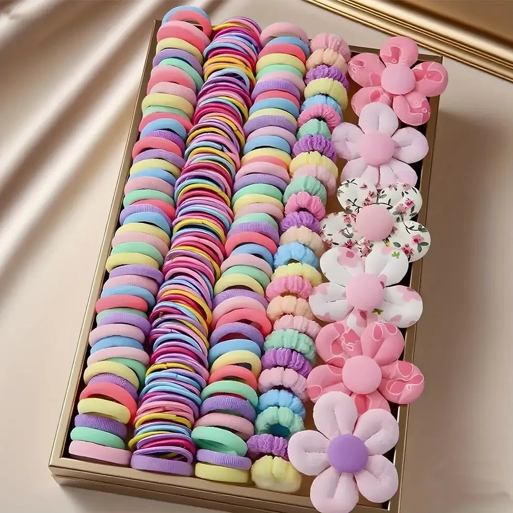 155 pieces of adorable flower hair accessory set | Colorful small hair ties for Christmas hair accessories