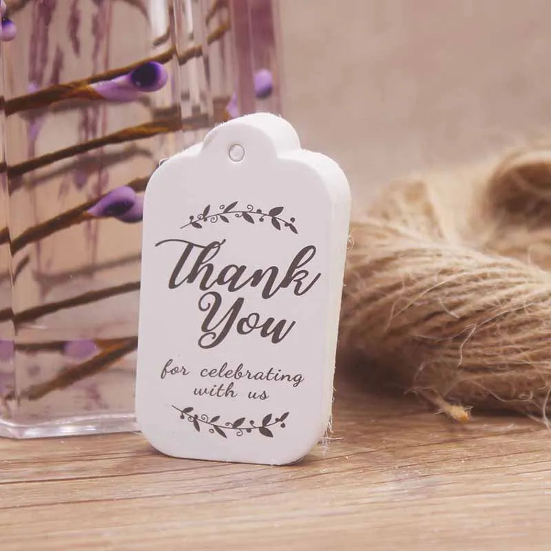 1.18x1.96"100pcs Kraft Gift Tags with 20m Rope Thank You Paper tags for Gift New Year Halloween Christmas Label Party Decoration