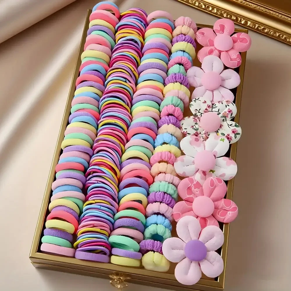 155 pieces of adorable flower hair accessory set | Colorful small hair ties for Christmas hair accessories