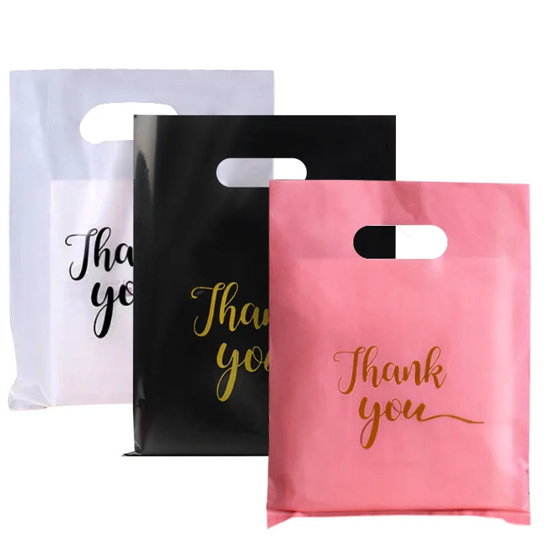 10/50/100Pcs Thank You Gift Bags Plastic Wedding Birthday Party Treat Bags Favors Small Business Shopping Candy Cookie Packaging