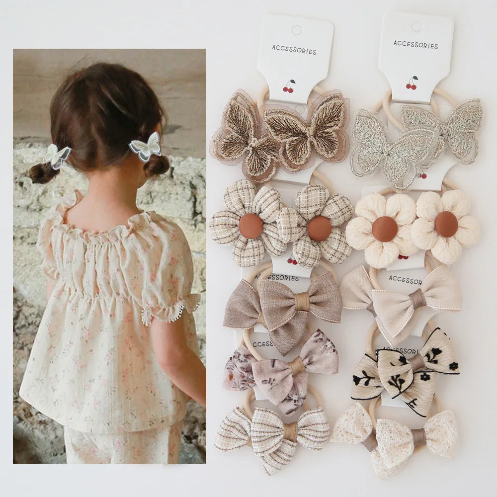 10pcs  Children's Headwear Hair Accessories for girls, Elastic Hair Bow for baby, Cute Hair ties, Lovely Hair Rope