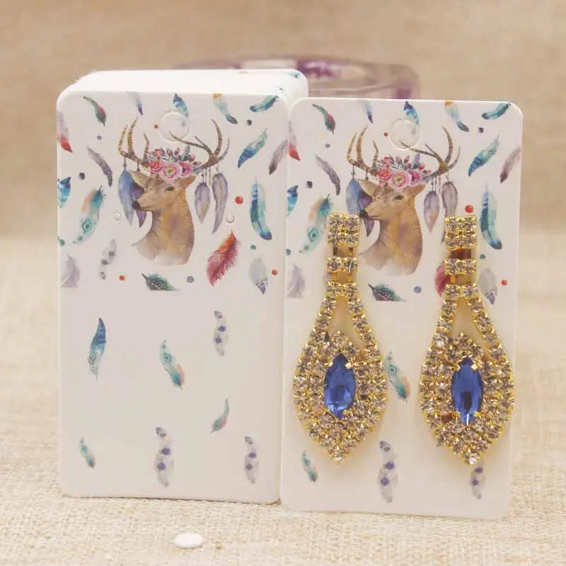 100pc/lot paper Dreamcatcher wishes jewelry package tag card Diy Thank you/ Love earring card White/brown marbel earring card