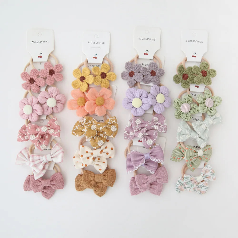 10pcs  Children's Headwear Hair Accessories for girls, Elastic Hair Bow for baby, Cute Hair ties, Lovely Hair Rope
